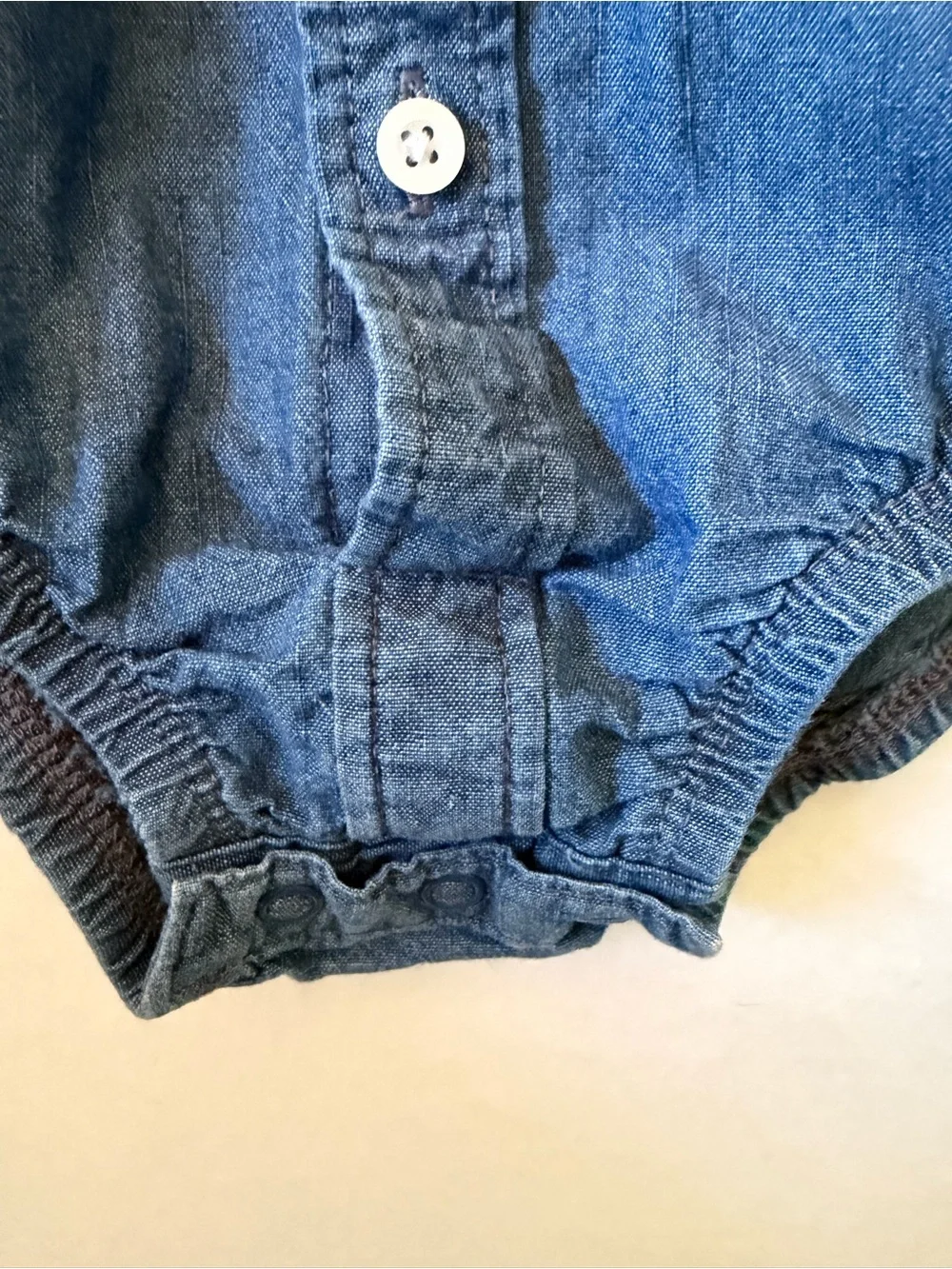 Carter's Dark Blue Denim Button-Front Baby One-Piece Size 9 Months